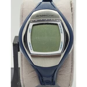 Sportline Duo women's digital watch. Silver bevel, blue adjustable band
